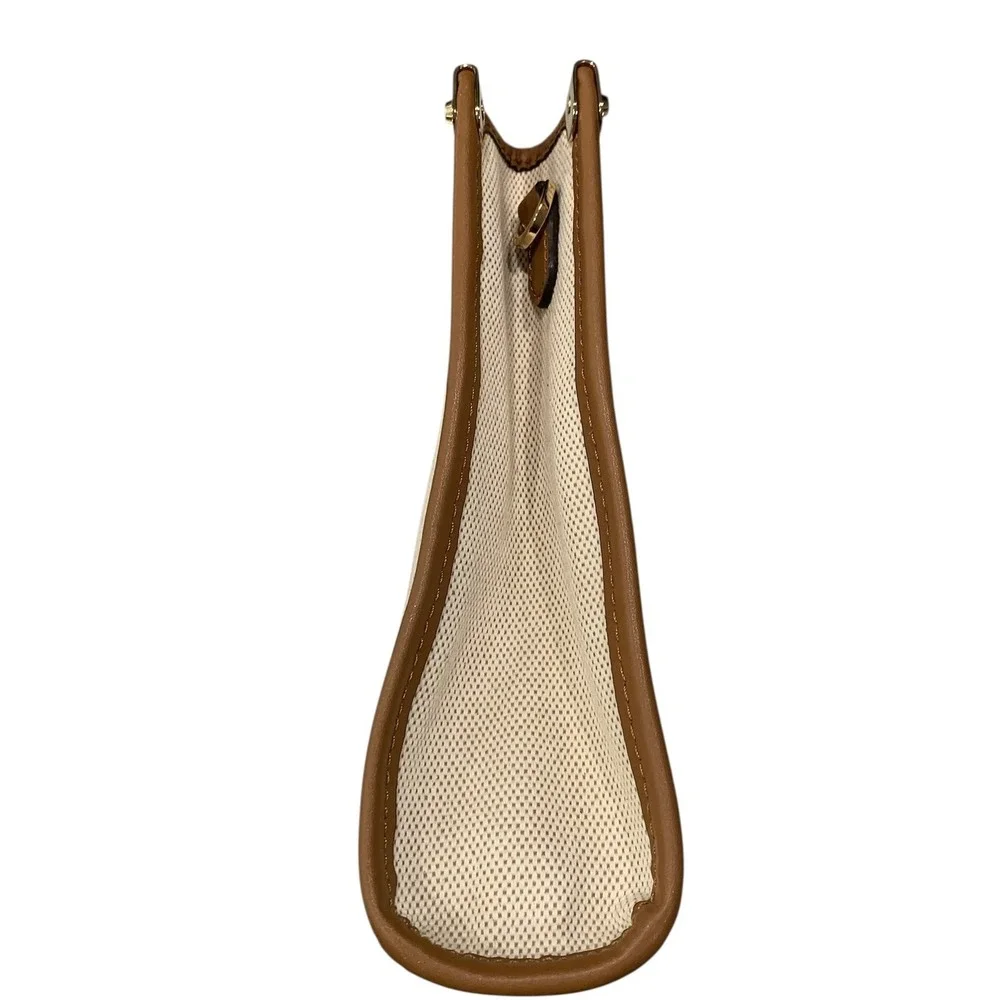 Michael Kors Jane Large Canvas Clutch Natural Leather Trim NEW 30T1GJBC3C